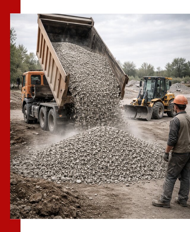 Доставка щебня в Ленинске-Кузнецком крупными и мелкими фракциями