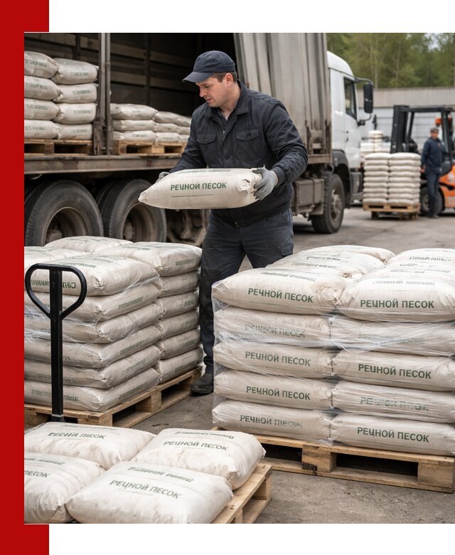 Речной песок в мешках с доставкой в Ленинске-Кузнецком