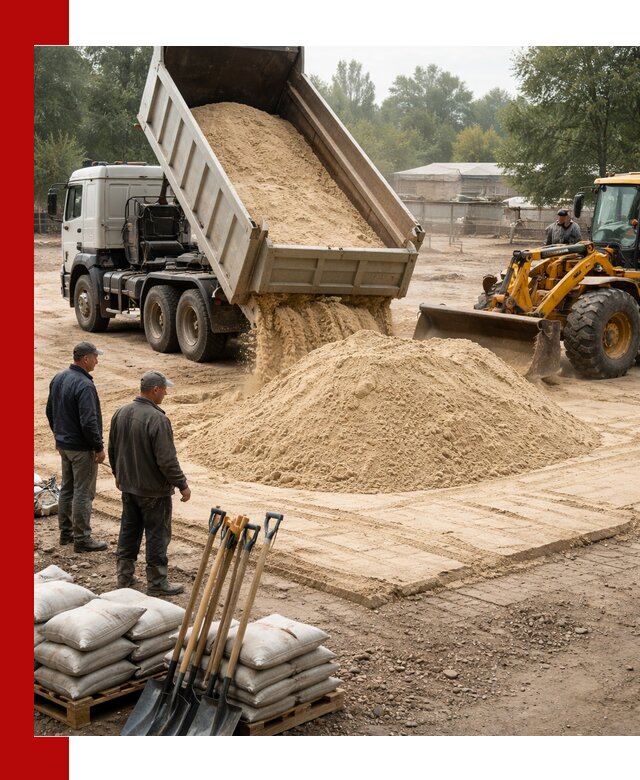 Доставка мытого песка в Ленинске-Кузнецком с самосвалами по выгодной цене