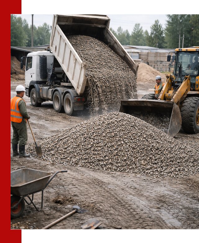 Мытый гравий с доставкой в Ленинске-Кузнецком от карьера до участка