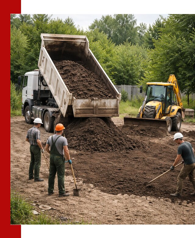 Доставка и укладка грунта для выравнивания участка в Ленинске-Кузнецком