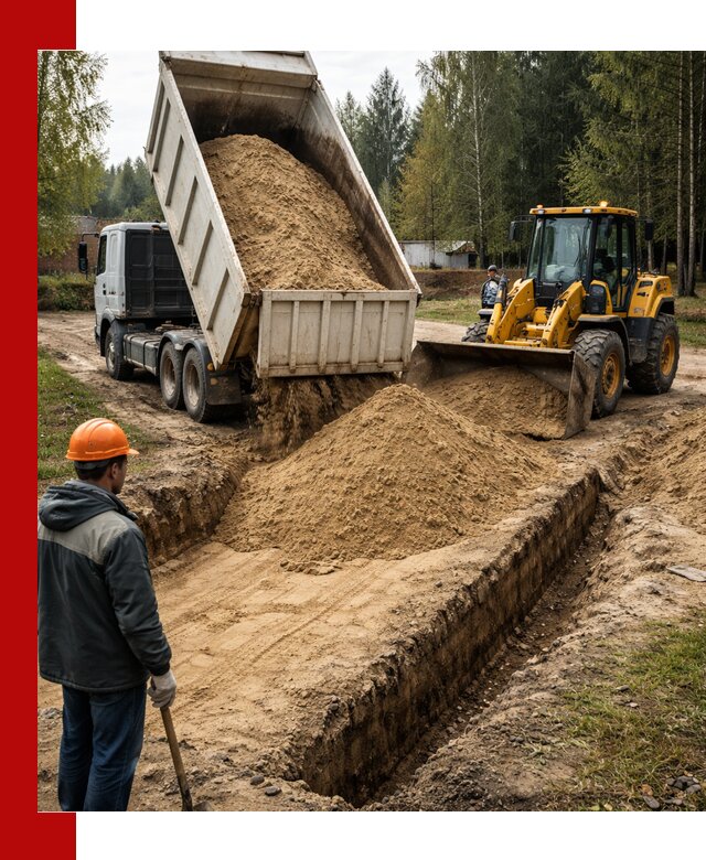 Доставка песчаного грунта в Ленинске-Кузнецком для строительных работ