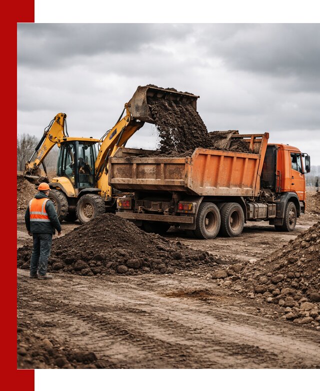 Вывоз грунта и строительного мусора в Ленинске-Кузнецком грузовыми самосвалами