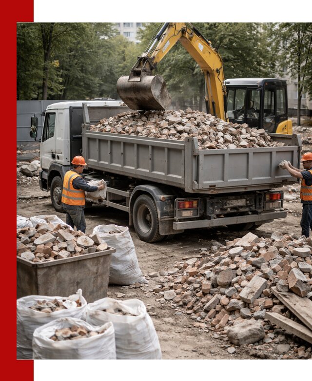 Вывоз строительного мусора в Ленинске-Кузнецком с самосвалами и контейнерами