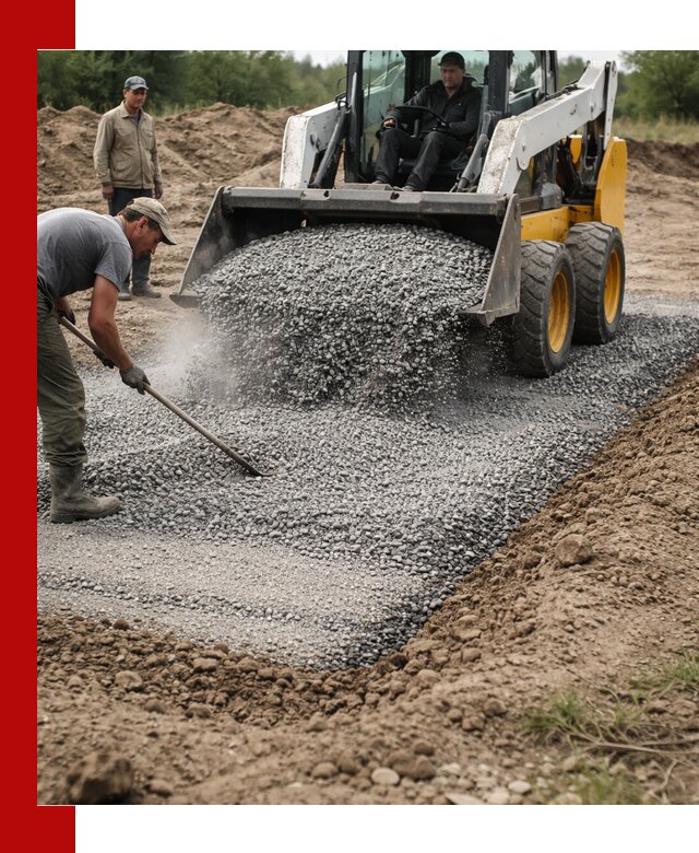 Устройство щебеночной подушки в Ленинске-Кузнецком для дорог и фундаментов